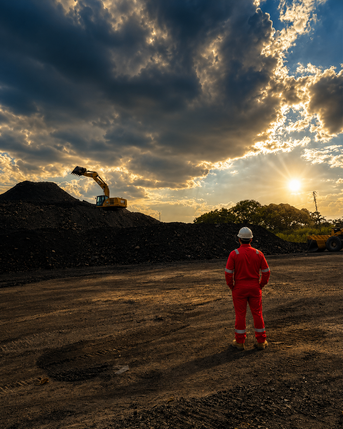 Mining dump trucks at coal site